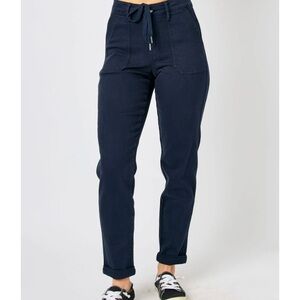New JUDY BLUE Resa High Rise Garment Dyed
Cuffed Pants Denim Joggers Navy 13/31